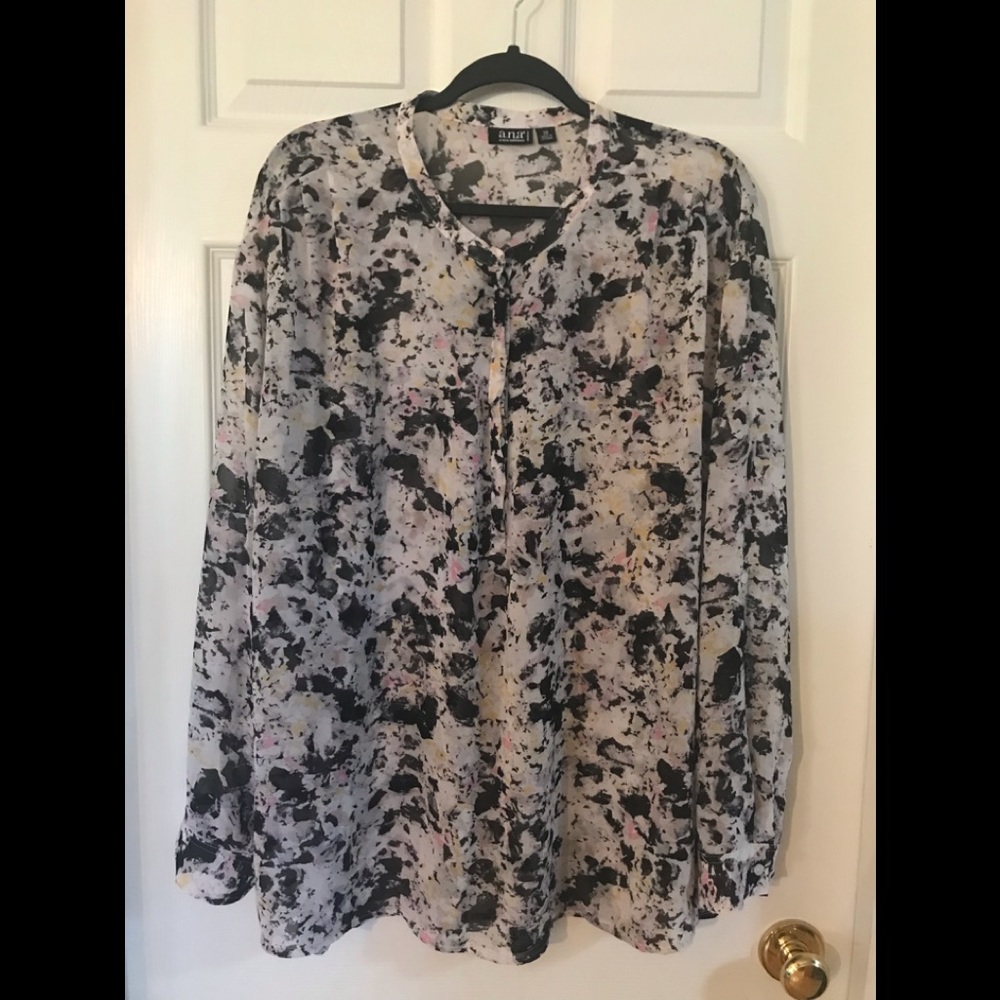 Sheer a.n.a. 3X Black, Pink, White Top